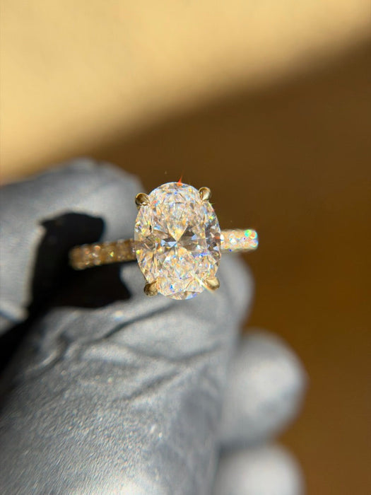 French Pavé Cathedral Hidden Halo Engagement Ring — original photograph 3
