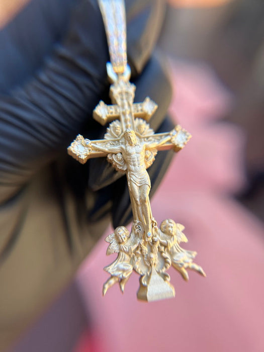 Museum-Level Crucifix and Angels Diamond Pendant