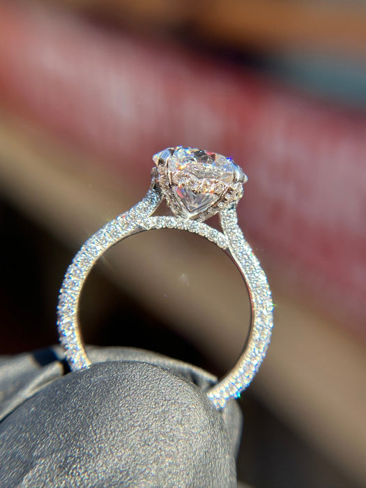 Pavé Cathedral Hidden Halo Engagement Ring — original photograph 1