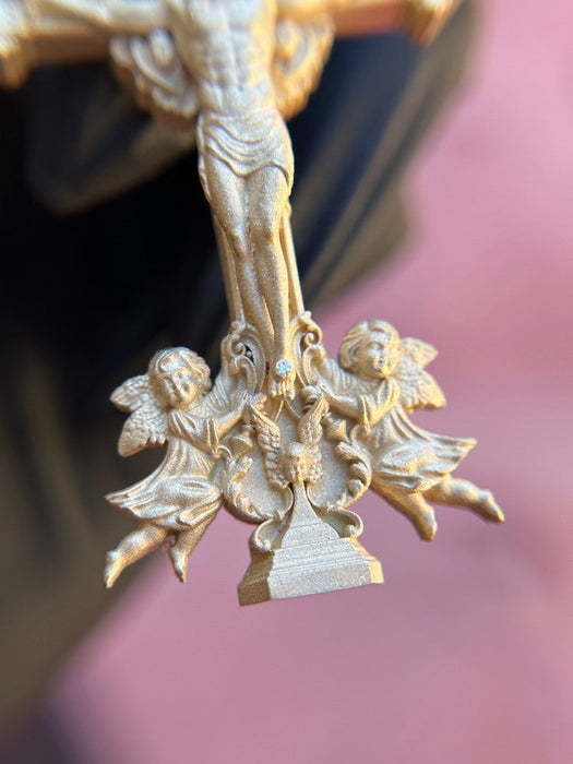Museum-Level Crucifix and Angels Diamond Pendant