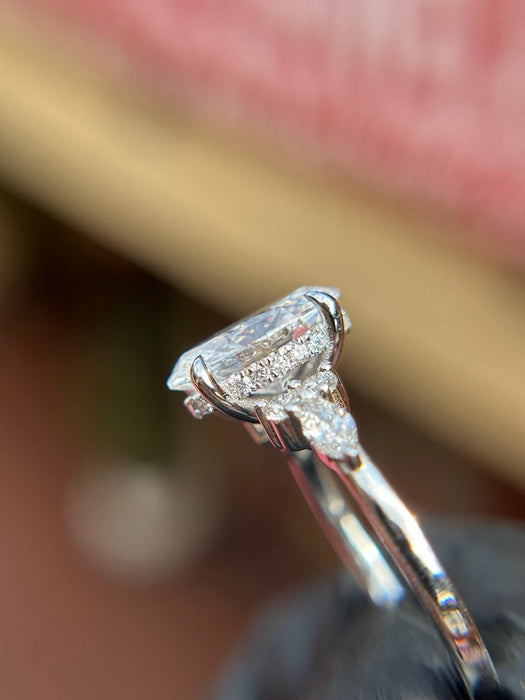 Marquise and Round Accent Hidden Halo Engagement Ring — original photograph 3