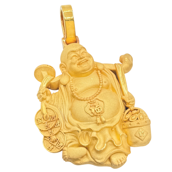 24K Yellow Gold Wealthy Buddha Pendant
