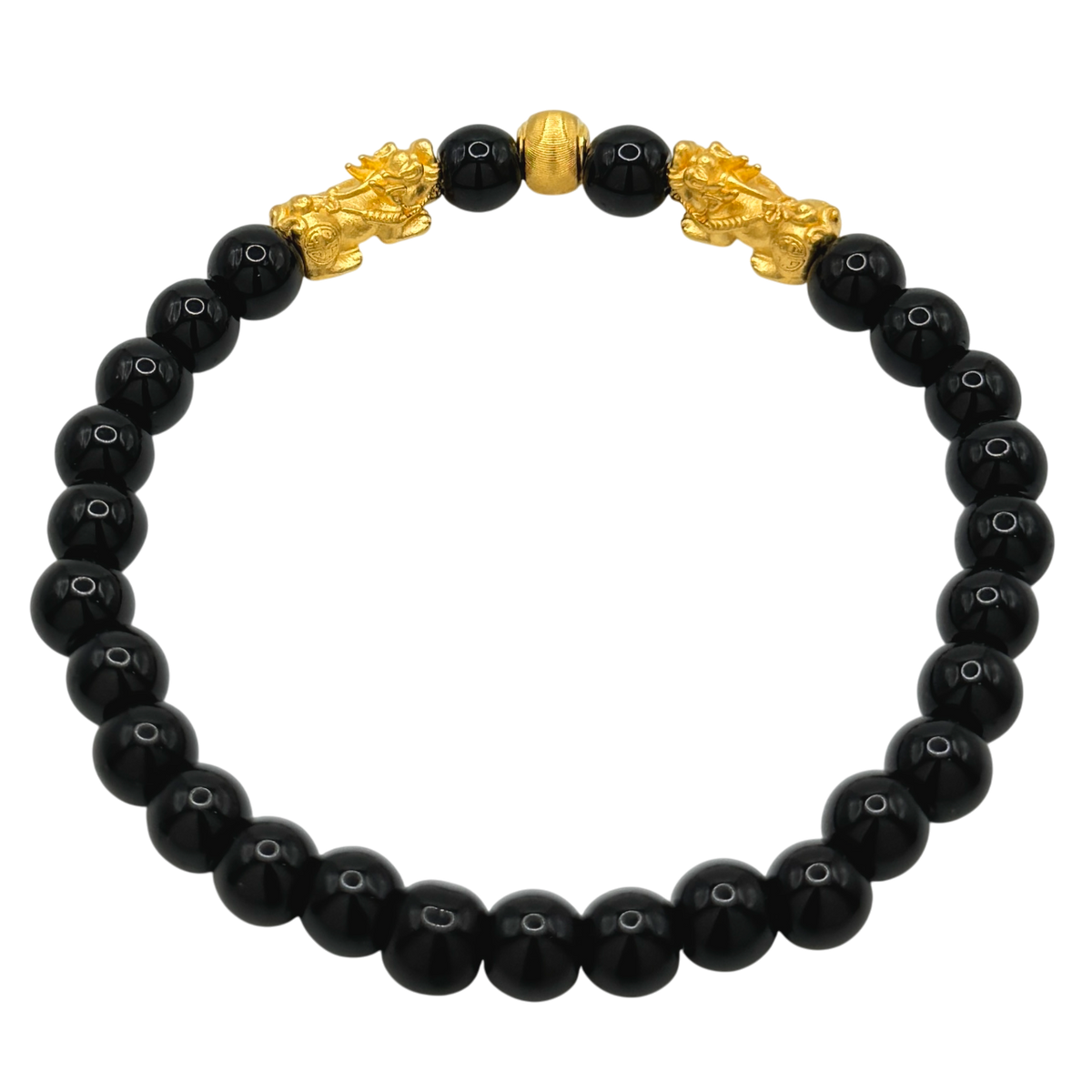 24K Yellow Gold Double Pi Xiu Black Obsidian Bracelet– Ta Jewelers