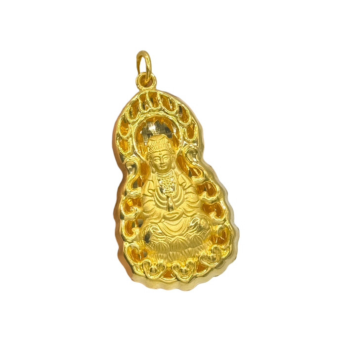 24K Yellow Gold Diamond Cut Guan Yin