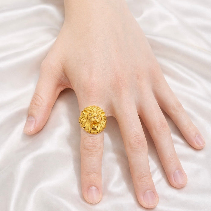 24K Yellow Gold Lion Ring