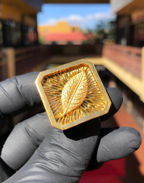 Coca Leaf Diamond-Cut Championship Ring — original photograph 1