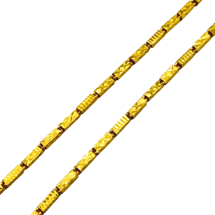 24K Yellow Gold 2.7MM Diamond Cut Hollow Baht Chain