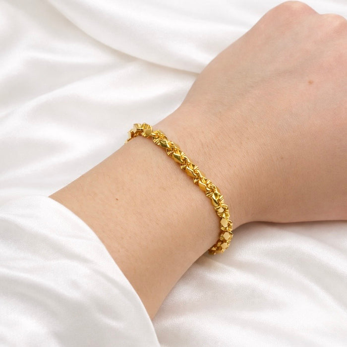 24K Yellow Gold 5MM Nugget Link Bracelet