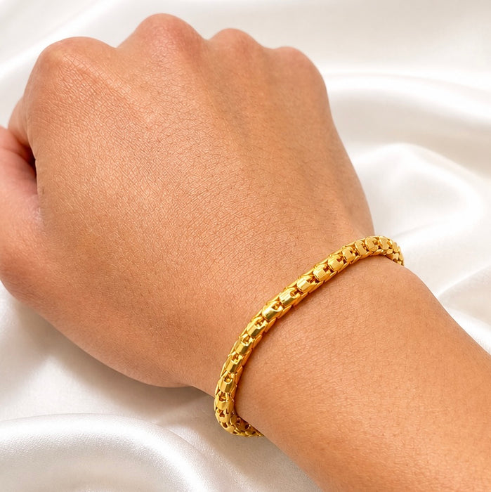 24K Yellow Gold 4.6MM Dragon Scale Bracelet