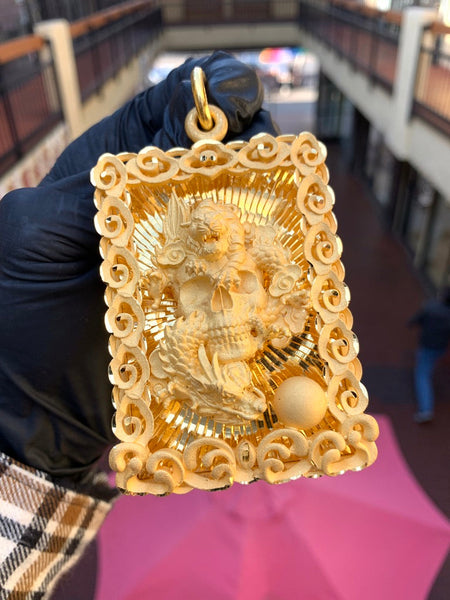 Diamond-Cut Dragon, Skull, and Tiger Pendant