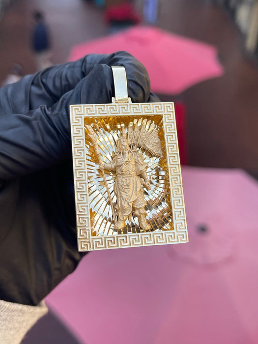 Diamond-Cut God of War (Guan Gong) Rectangular Pendant