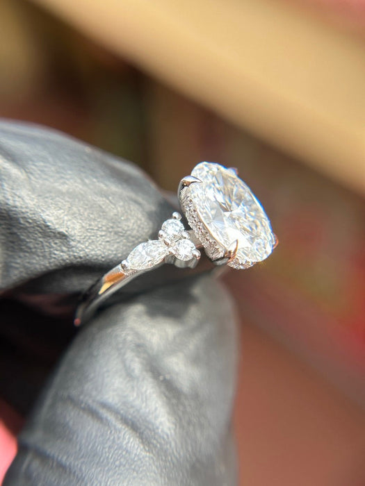 Marquise and Round Accent Hidden Halo Engagement Ring — original photograph 1
