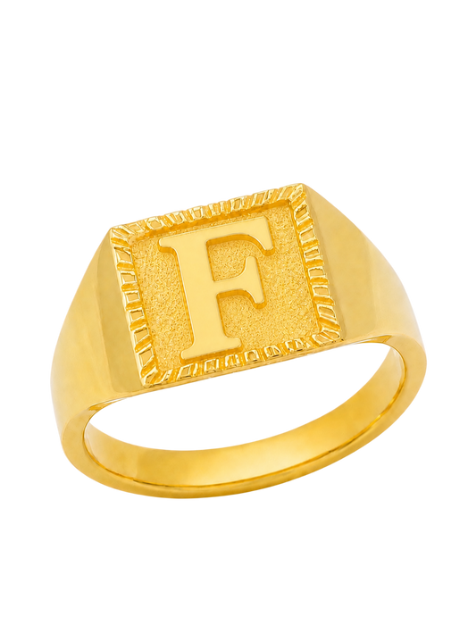 24K Yellow Gold Initial Signet Ring