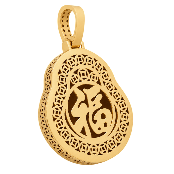 Small Semi-Hollow Buddha Pendant w/ Diamond Frame