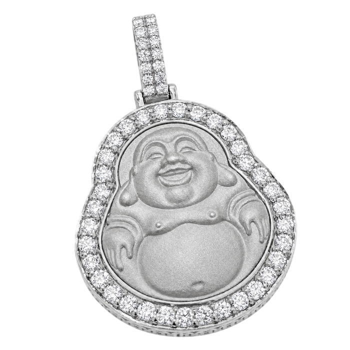 Small Semi-Hollow Buddha Pendant w/ Diamond Frame