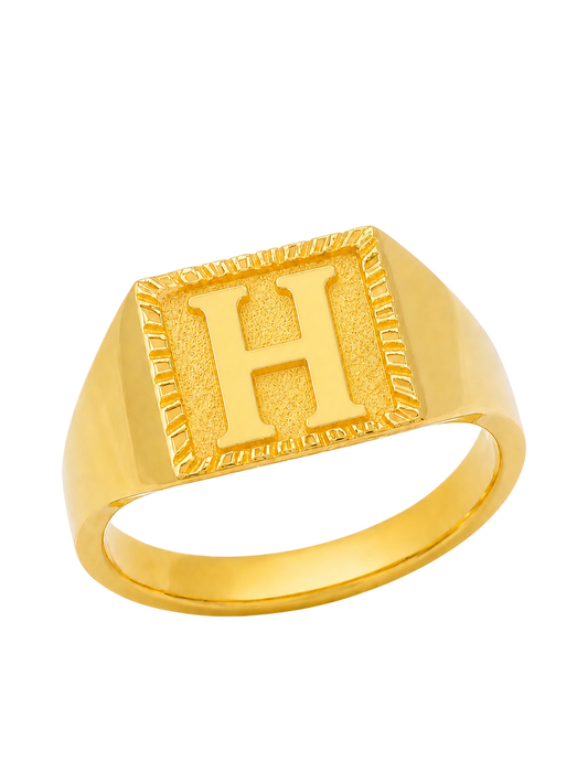 24K Yellow Gold Initial Signet Ring