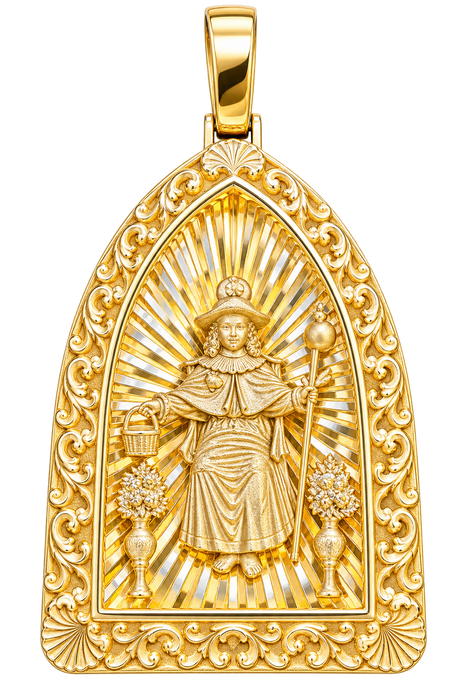 Holy Infant of Atocha Arched Filigree Pendant