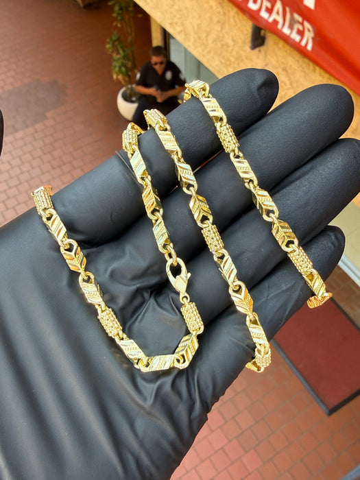 3.5MM Diamond Cut Baht & Textured Barrel Chain