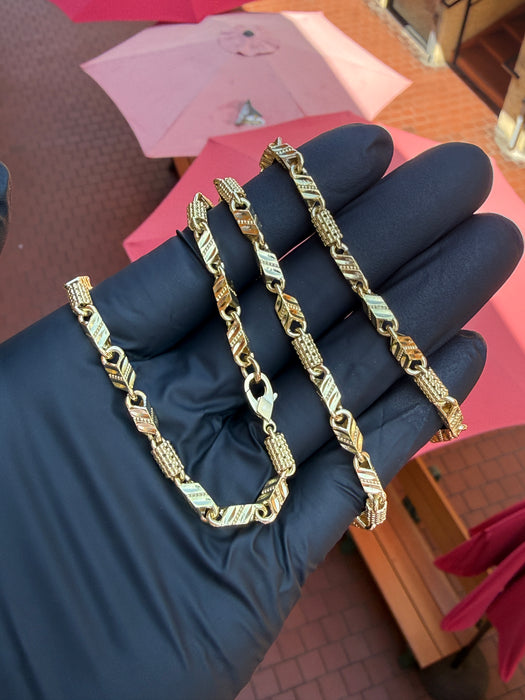 3.5MM Diamond Cut Baht & Textured Barrel Chain