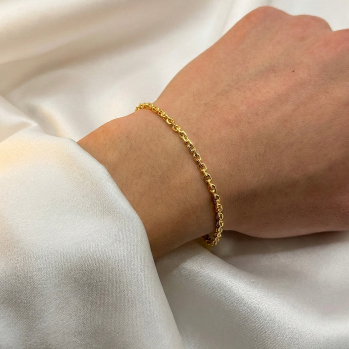 24K Yellow Gold 2MM Anchor Link Bracelet