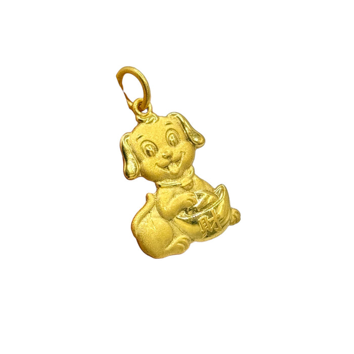 24K Yellow Gold Lucky Dog Pendant