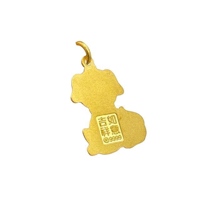 24K Yellow Gold Lucky Dog Pendant