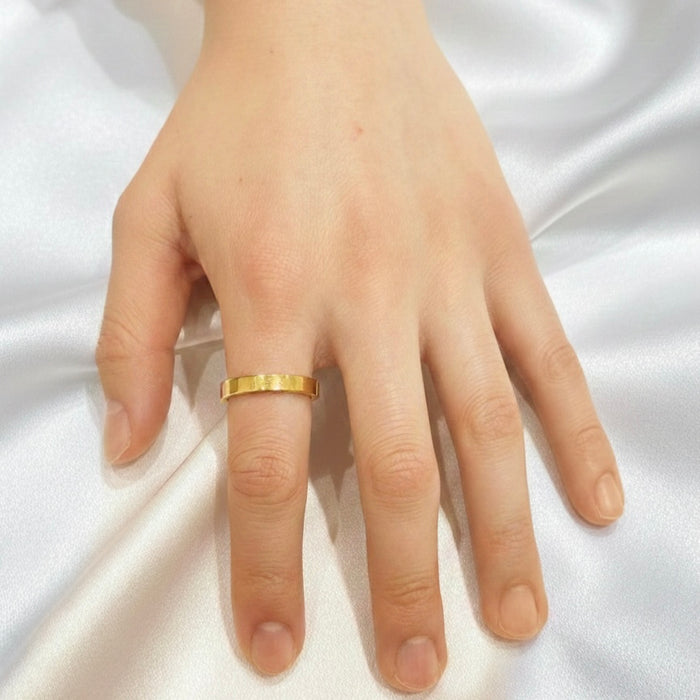 4MM 24K Yellow Gold Plain Flat Ring