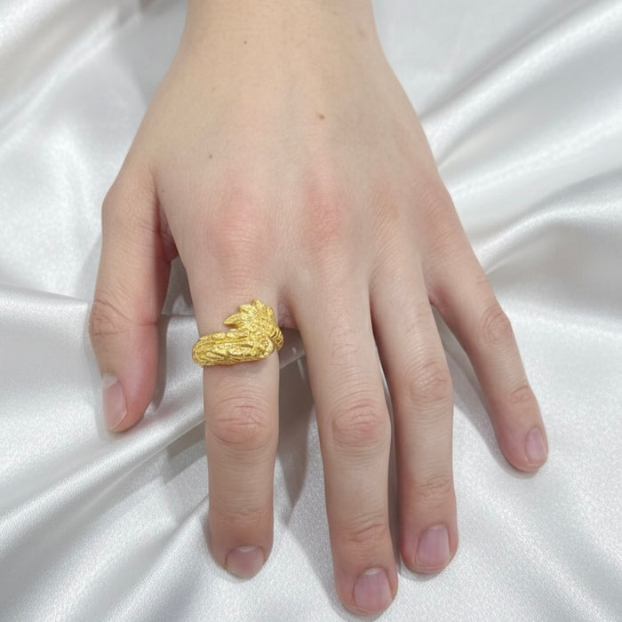 6MM 24K Yellow Gold Adjustable Dragon Ring