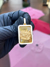 Diamond-Cut Money Frog Rectangular Pendant