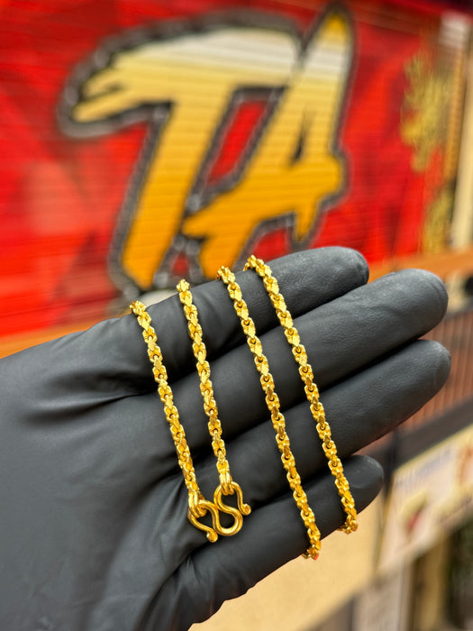 24K Yellow Gold 3MM Nugget Chain