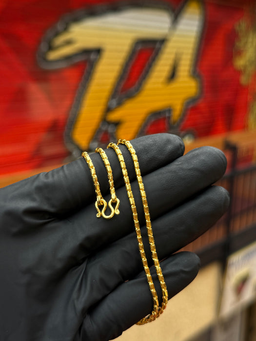 24K Yellow Gold 2.2MM Barrel Chain