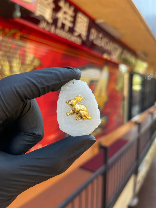 Natural Jade with 24K Zodiac Animal Inlay Pendants
