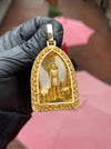 Diamond-Cut Saint Lazarus in Arch Frame Pendant