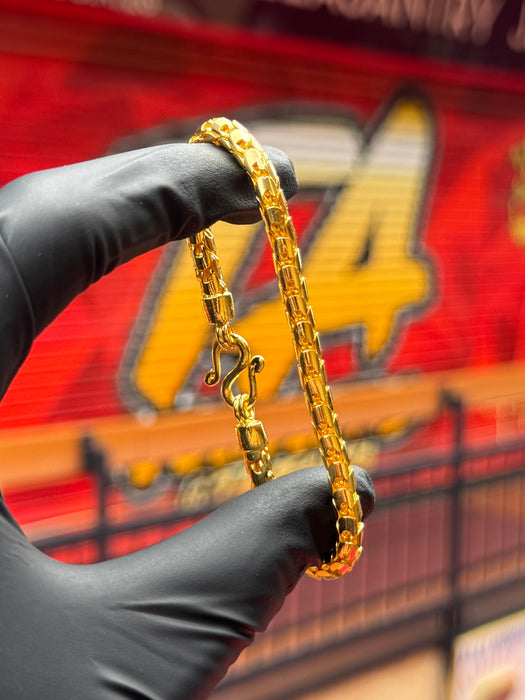 24K Yellow Gold 4.6MM Dragon Scale Bracelet