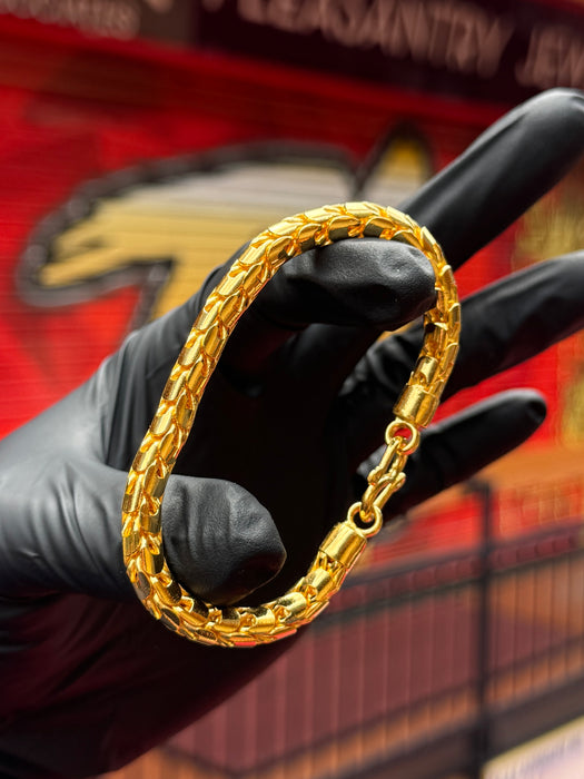 24K Yellow Gold 6MM Dragon Scale Bracelet