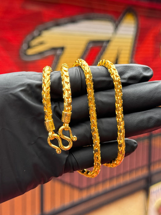 24K Yellow Gold 4.5MM Dragon Scale Chain