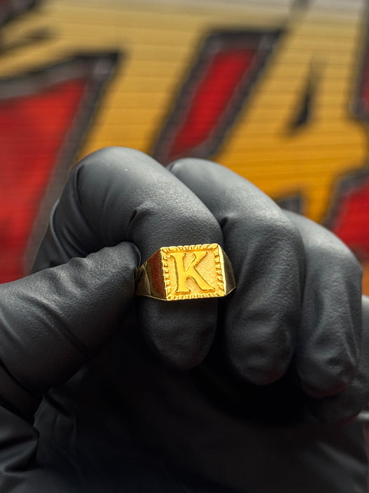 24K Yellow Gold Initial Signet Ring