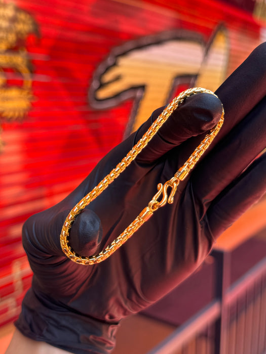 24K Yellow Gold 3.5MM Dragon Scale Bracelet