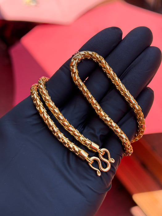 24K Yellow Gold 5MM Dragon Scale Chain