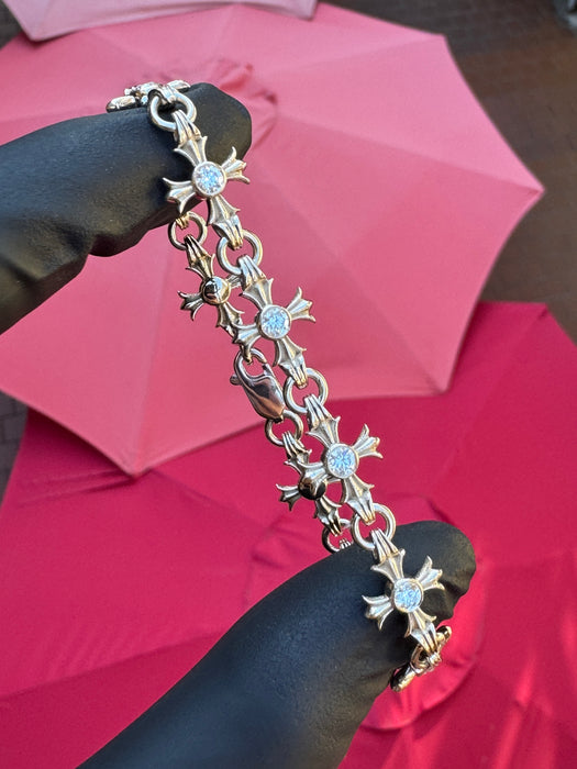 10MM Gothic Cross Diamond Bracelet