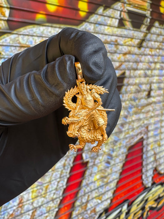 Samurai Riding Dragon Pendant