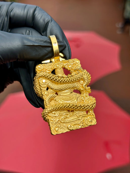 3D God of War (Guan Gong) with a Dragon and Customizable Bail Pendant