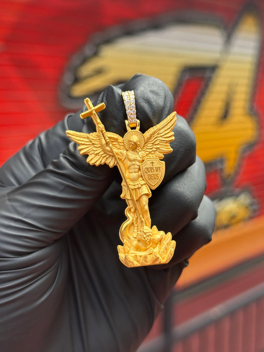 St. Michael Figure Pendant w/ Diamond Bail
