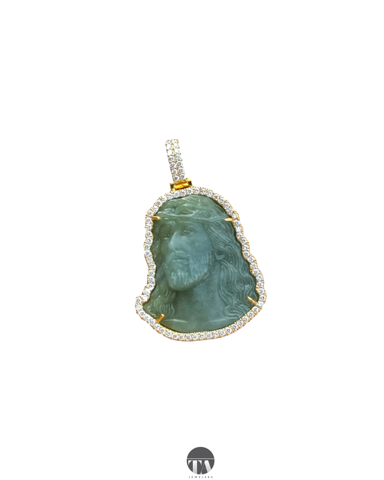 Certified Grade A Jade Jesus Piece Framed