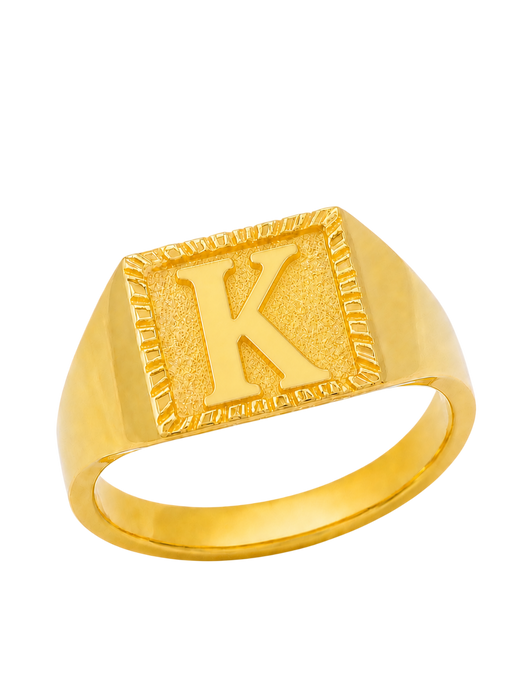 24K Yellow Gold Initial Signet Ring