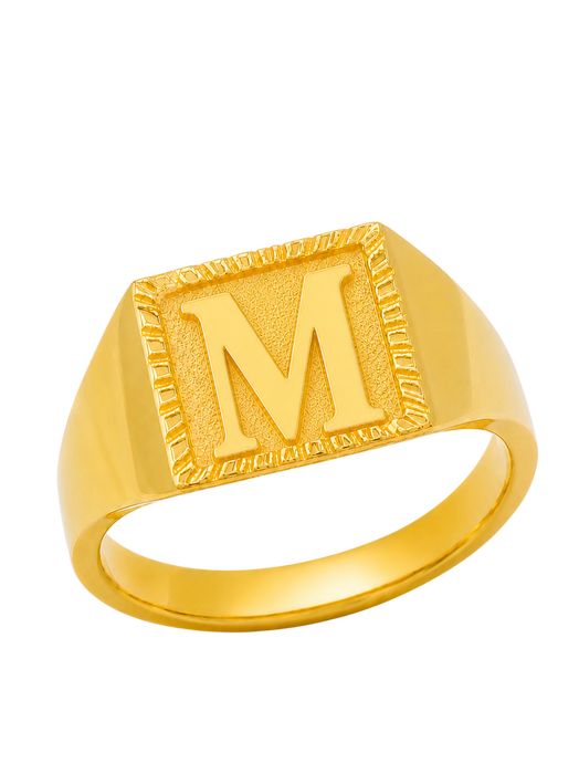24K Yellow Gold Initial Signet Ring