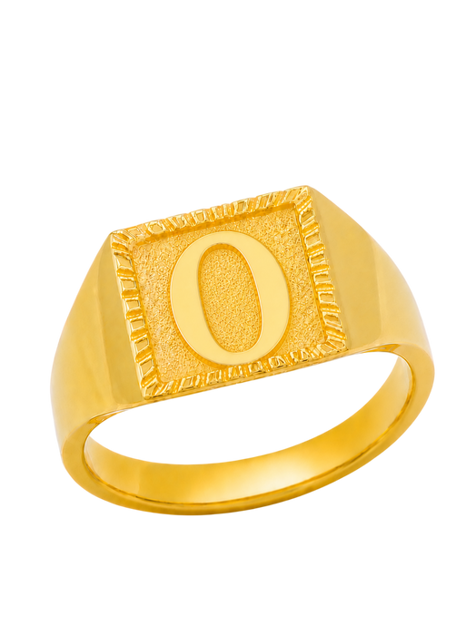 24K Yellow Gold Initial Signet Ring