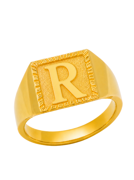 24K Yellow Gold Initial Signet Ring