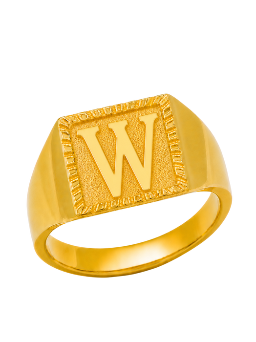 24K Yellow Gold Initial Signet Ring