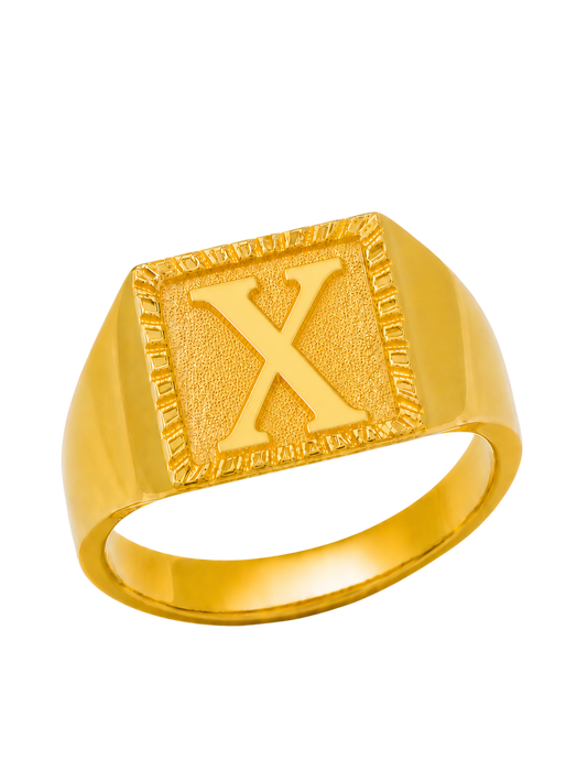 24K Yellow Gold Initial Signet Ring